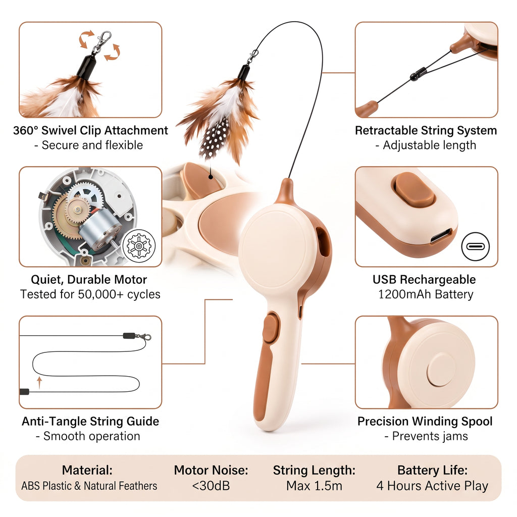 Purrhaven FeatherChase Retractable Cat Teaser Wand