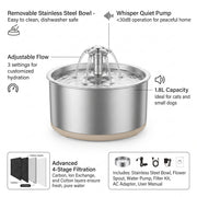 Purrhaven AquaFlow Stainless Steel Cat Water Fountain