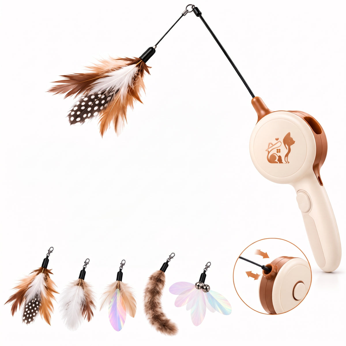 Purrhaven FeatherChase Retractable Cat Teaser Wand
