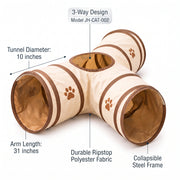 Purrhaven Hide & Dash 3-Way Cat Play Tunnel