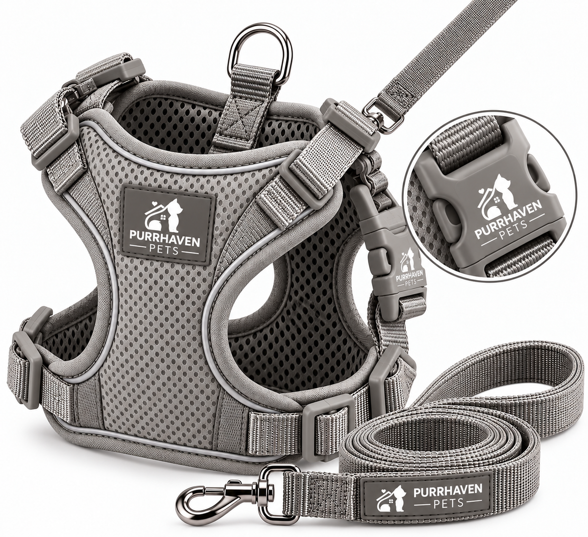 Purrhaven TrailPaws Adjustable Cat Harness & Leash Set