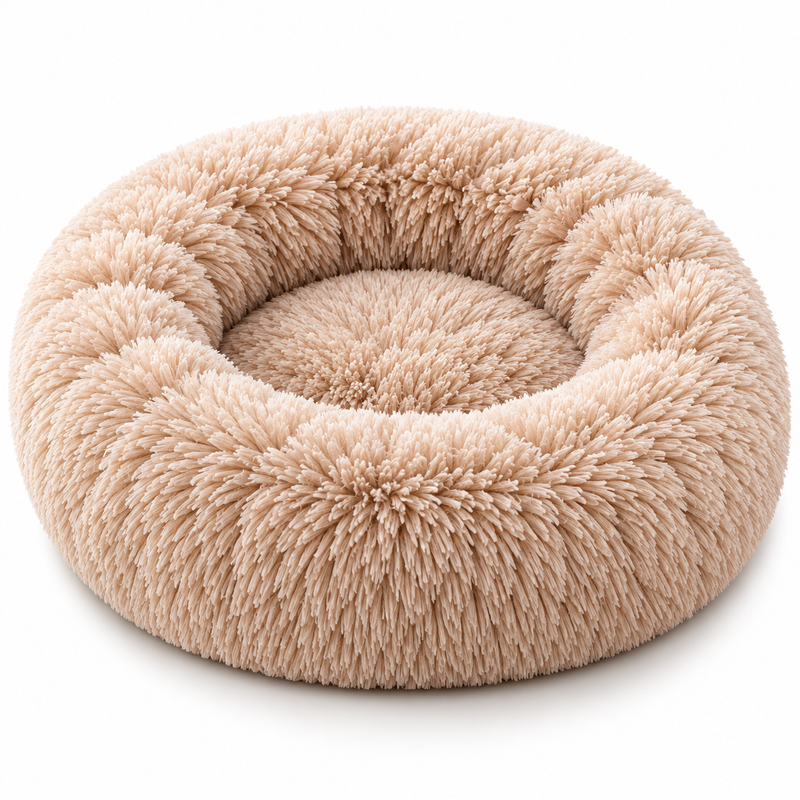 Purrhaven CloudCurl Plush Donut Cat Bed