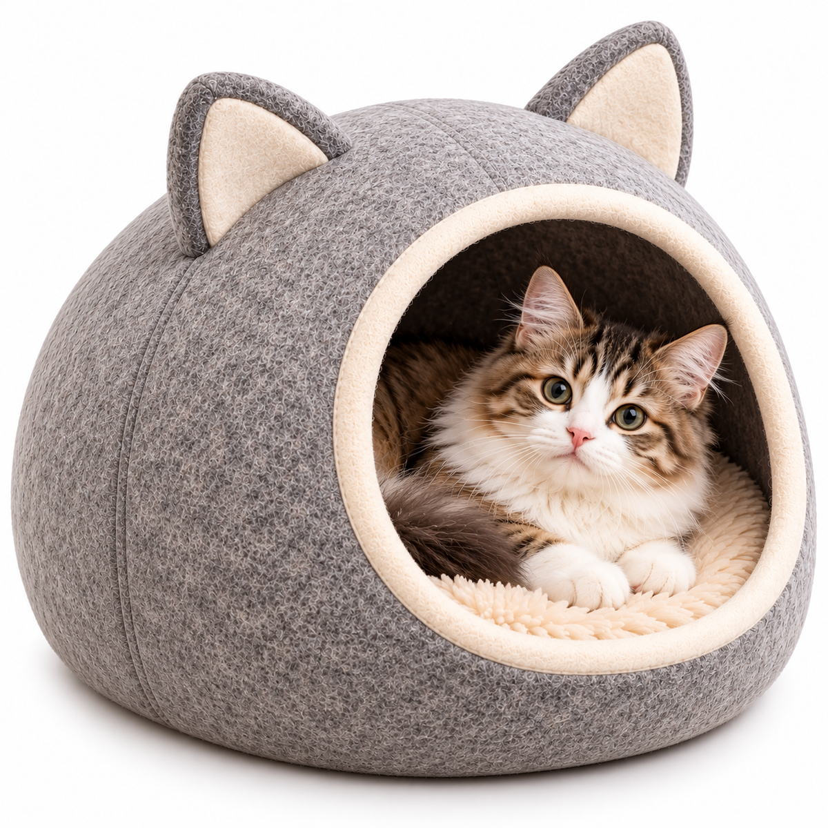 Purrhaven CozyCove Felt Cat Cave Bed