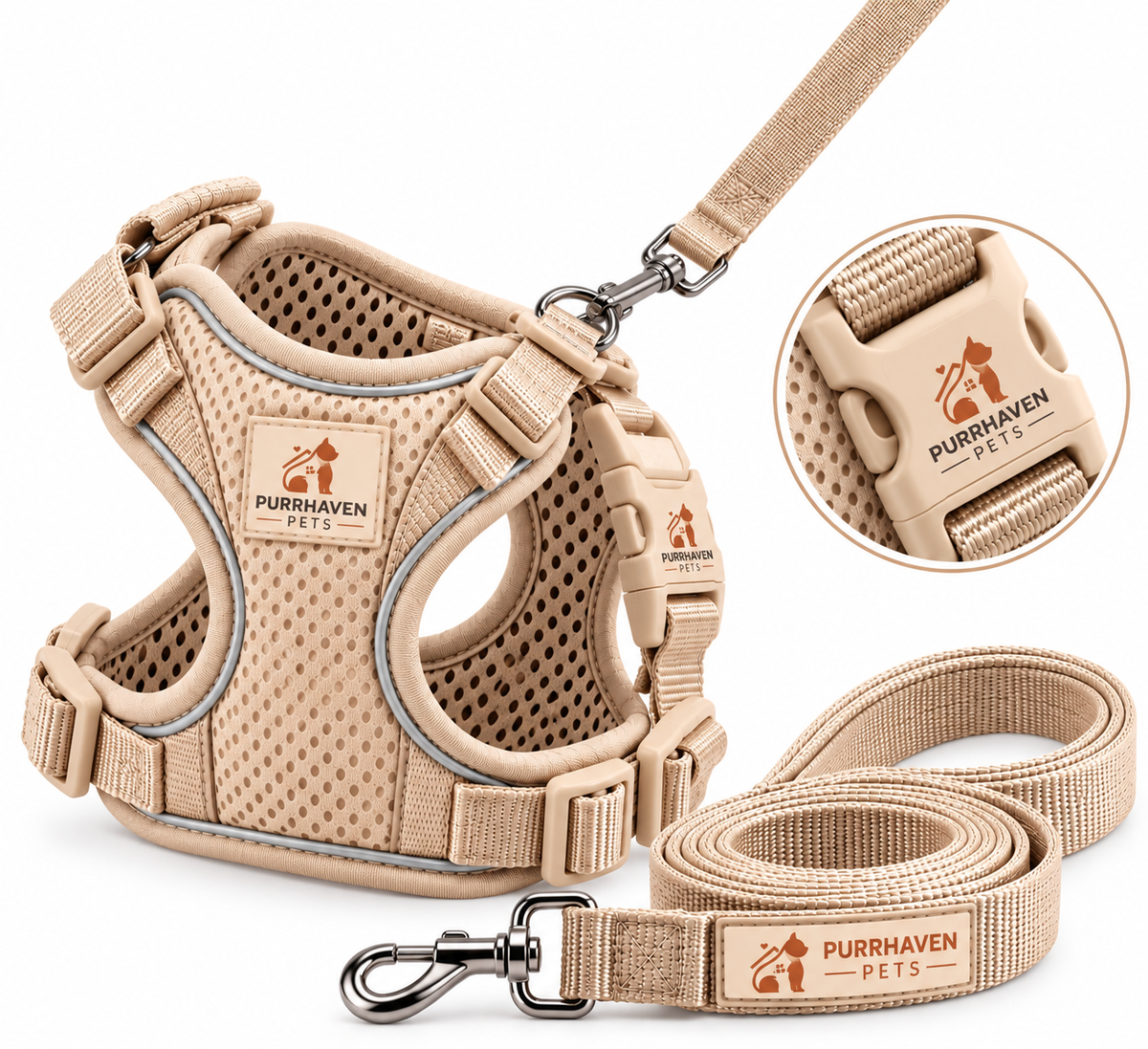 Purrhaven TrailPaws Adjustable Cat Harness & Leash Set