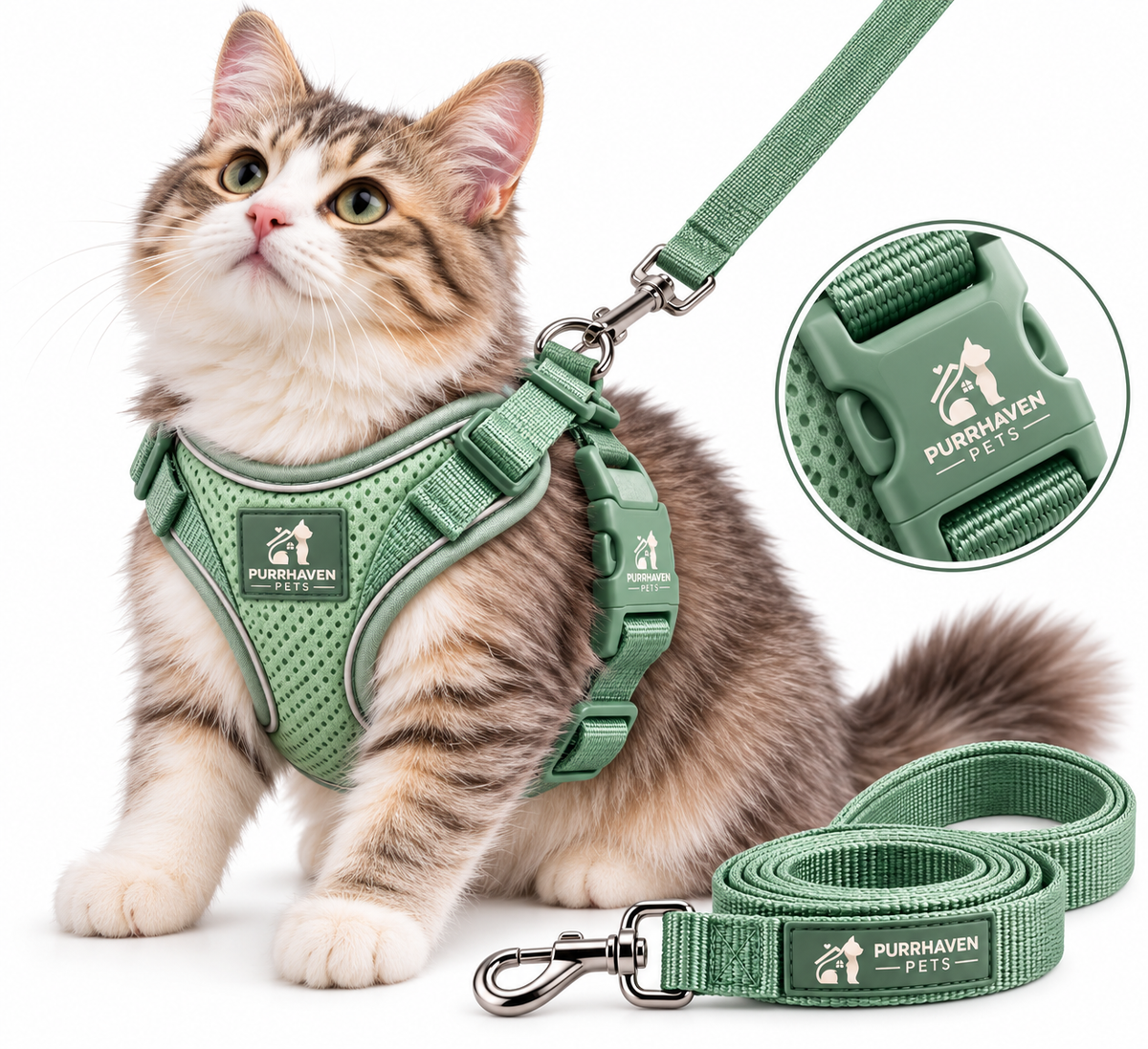 Purrhaven TrailPaws Adjustable Cat Harness & Leash Set