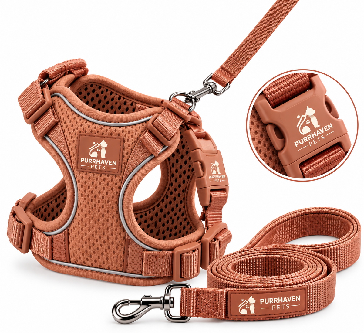Purrhaven TrailPaws Adjustable Cat Harness & Leash Set