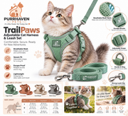 Purrhaven TrailPaws Adjustable Cat Harness & Leash Set